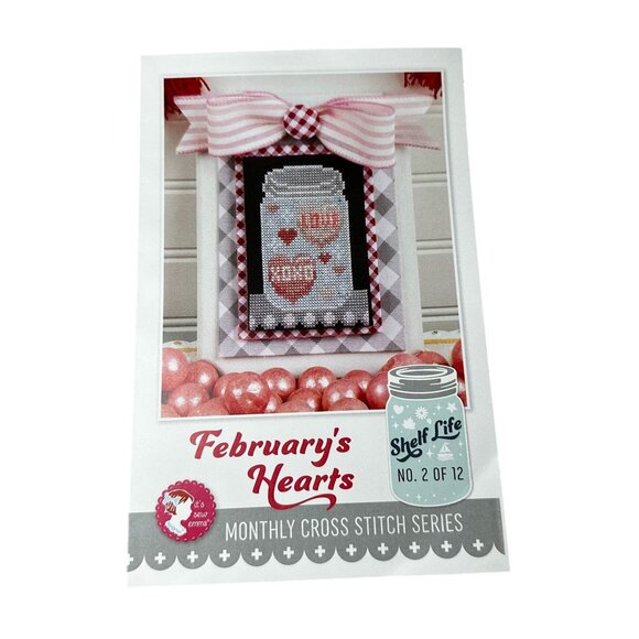Shelf Life Other - February Hearts Shelf Life Cross Stitch Pattern Kit NEW Its Sew Emma Monthly Jar